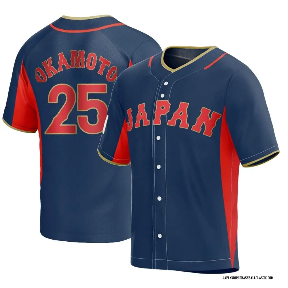 Youth Kazuma Okamoto Japan Baseball Replica Navy 2023 World Baseball